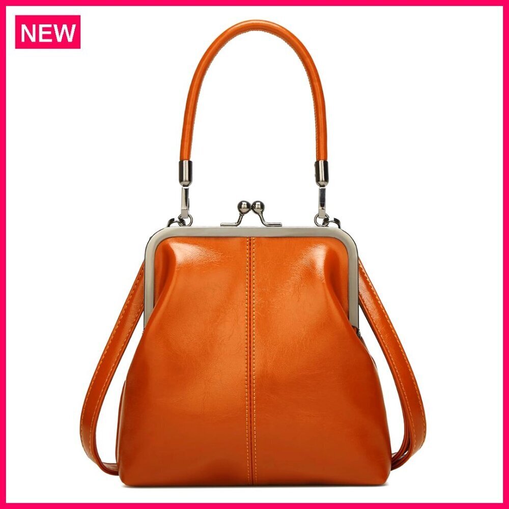 PU Leather Kiss Lock Crossbody Shoulder Bag Hobo Tote Purse